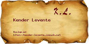 Kender Levente névjegykártya